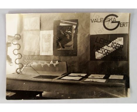 Joost Schmidt, German 1893-1948- Study of Bauhaus Studio; vintage bromoil gelatin silver print, signed in pencil on the rever