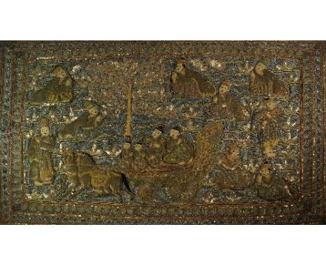 A Burmese kalaga embroidered wall hanging, with sequin raised work, approx 102cm x 145cm, together with a similar Thai exampl