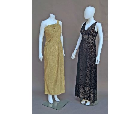 A large collection of ladies fashion, 1960s and later, various sizes, to include a black devore Empire line sleeveless evenin