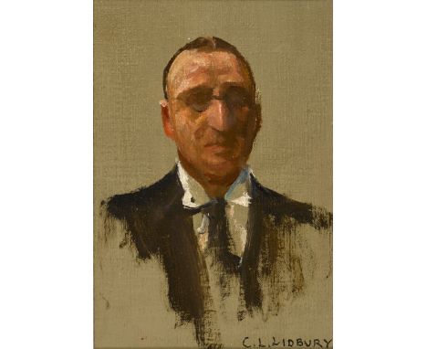 Sir John Lavery RA RSA RHA (1856-1941) PORTRAIT SKETCH OF C.L. LIDBURY oil on canvas laid on board with sitter's name lower r