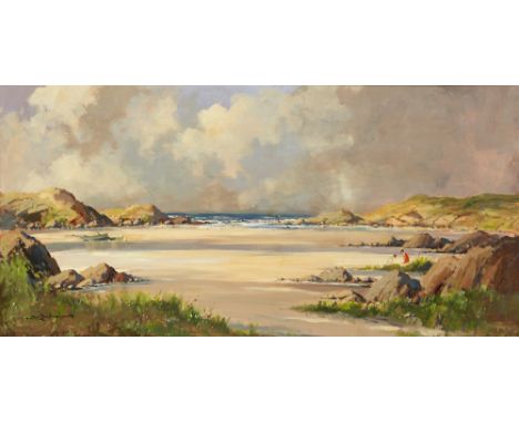 George K. Gillespie RUA (1924-1995) BEACH NEAR ARDARA, COUNTY DONEGAL oil on board signed lower left 23 x 47in. (58.42 x 119.