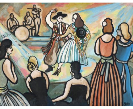 Markey Robinson (1918-1999) FLAMENCO DANCER, MALAGA, SPAIN gouache on board signed lower right; titled and with provenance on