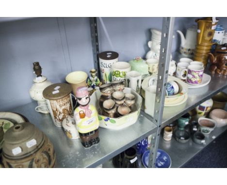 CERAMICS, MIXED LOT- STORAGE JARS, ARTHUR WOOD & PORTMERION 'MONTE SOL', VICTORIAN 'SHAKESPEARE' OCTAGONAL PLATE, CARLTON WAR