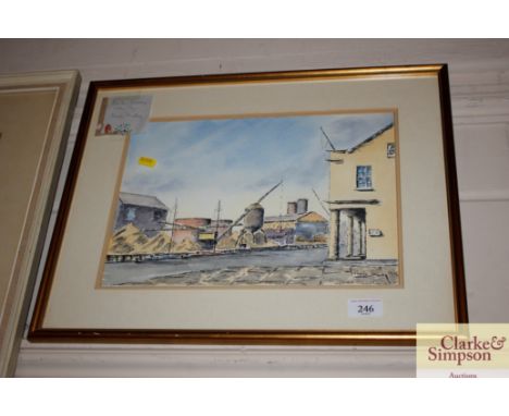 Derek Findley, watercolour study of Poole Quay