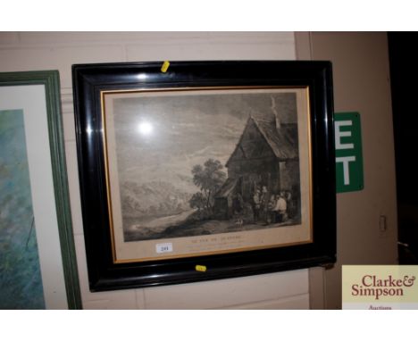 After David Tenniers, lithograph print in ebonised frame