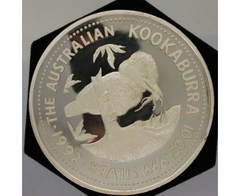 Australian 999 silver 10oz kookaburra coin. P&amp;P Group 1 (£14+VAT for the first lot and £1+VAT for subsequent lots) 