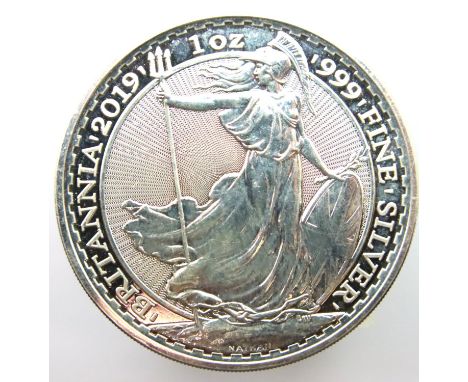 2019 999 silver Britannia 1oz £2 coin. P&amp;P Group 1 (£14+VAT for the first lot and £1+VAT for subsequent lots) 