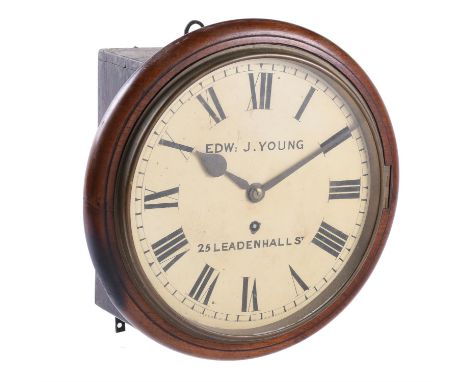 A Victorian mahogany fusee dial wall clock, late 19th century, the four pillar movement with anchor escapement and 10 inch ci