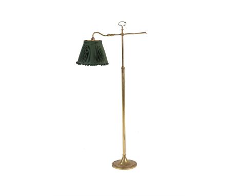 A brass adjustable standard lamp, 20th century, 105cm high (at its lowest)Condition Report: Marks, knocks, scratches, abrasio