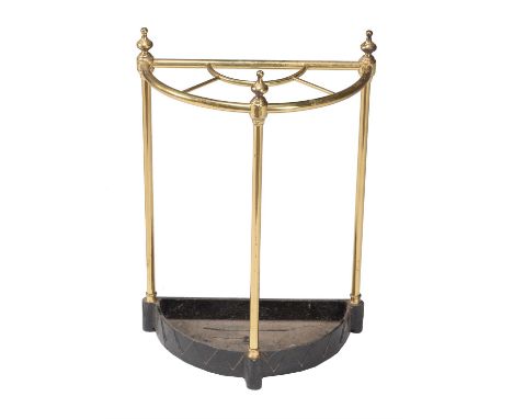 An Edwardian gilt brass and painted cast metal stick stand, circa 1905, 61cm high, 41cm wide Saleroom Notice: Please note the