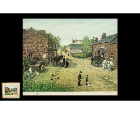 A Pencil Signed Limited Edition Tom Dodson Print untitled. 778/850. Depicting a village blacksmith. Framed, glazed and mounte