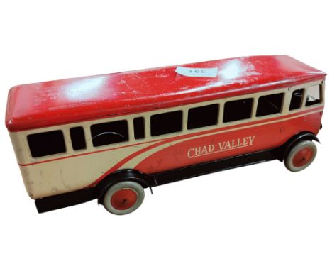 OLD CHAD VALLEY TINPLATE CLOCKWORK BUS 30cm 