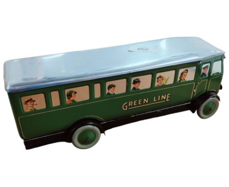 CHAD VALLEY GREEN LINE CLOCKWORK TINPLATE BUS 30cm 