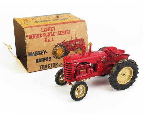 Lesney Major-Scale No. 1 Massey-Harris Tractor (Matchbox interest) - red, gold trim, "7450" cream wheels - near mint in poor 