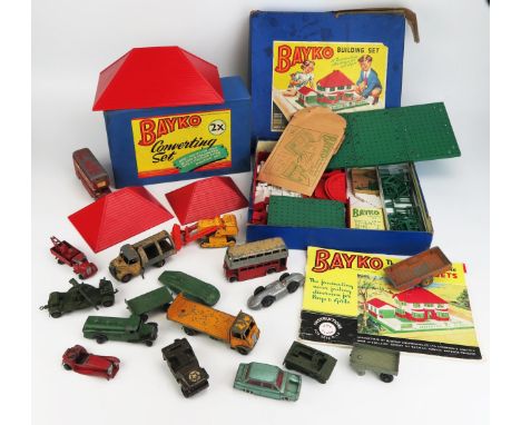 Dinky etc. Playworn Collection including 29c Bus, 25d Petrol Tanker, 513 Guy Truck etc. and 2 Bayko Sets 