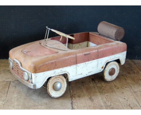 1950s/60s Triang Pedal Car with openable bonnet, chrome bumper, windscreen and bonnet ornament - with patina! (102cm long) 