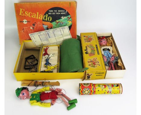 Pelham Puppets Dutch Girl - excellent in box, another boy but loose, kaleidoscope, Chad Valley Escalado Horse Racing Game and