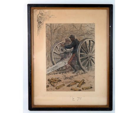 AFTER SNAFFLES [CHARLIE JOHNSON PAYNE] (British 1884-1967), "Le 75",  colour print with vignette and blind stamp, 40 x31cm. 