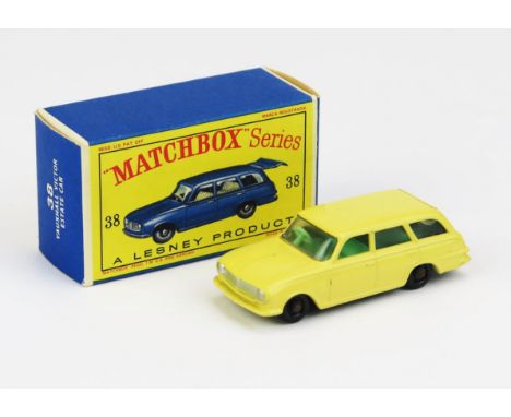 Matchbox Regular Wheels 38b Vauxhall Victor Estate Car - Stannard Code 7, pale yellow, silver trim, green interior, fine trea