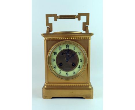 The Sussex Goldsmiths &amp; Silversmiths Co, Brighton, a giant gilt brass carriage clock, with 10cm Arabic dial, the circular