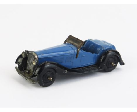 Dinky 36e British Salmson Two-Seater Sports Car - powder blue, black (type 5) moulded chassis, matt black ridged hubs - very 