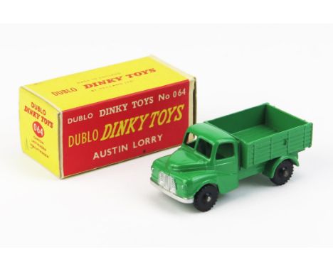 Dinky Dublo 064 Austin Lorry - green, rarer knobbly black plastic wheels - mint or very near to in near mint+ red/yellow non-