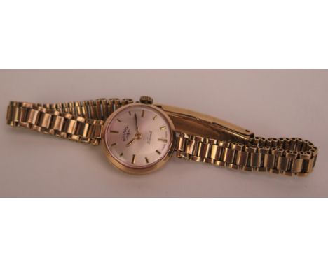 A ROTARY Ladies 9ct Gold Cased Wristwatch on a 9ct gold bracelet, 16.5g. Running 