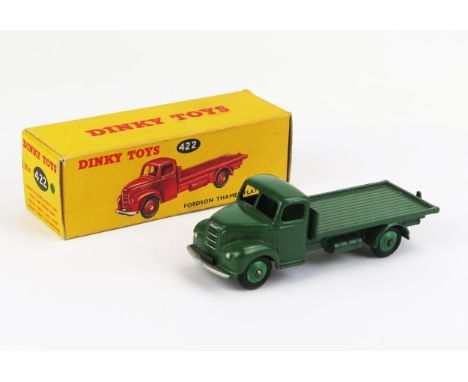 Dinky 30R (422) Fordson Thames Flat Truck - dark green, mid green ridged hubs - excellent (just a few chips around the cab ro