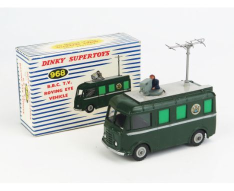 Dinky 968 BBC TV Roving Eye Vehicle - dark green, grey stripe, roof and grooved hubs, silver aerial - very near mint in near 