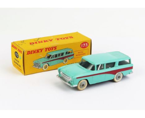 Dinky 173 Nash Rambler Station Wagon - turquoise, dark red flash, grey ridged hubs, white M tyres - very near mint in very ne