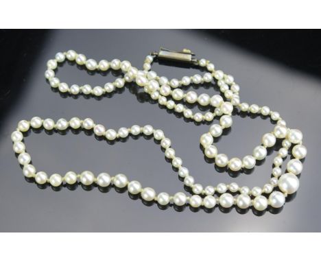An untested Graduated Pearl Necklace, 20" (51cm), largest pearl 6mm, 7.8g 