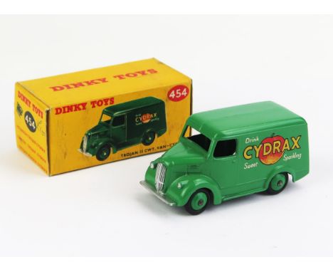 Dinky 454 Trojan 15 CWT Van "Cydrax" - light green body and ridged hubs - mint or very near to in near mint box with pen mark
