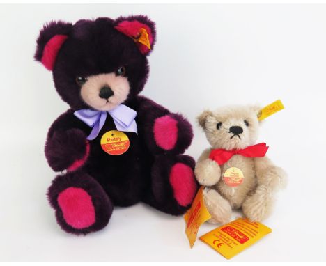 Steiff Pair to include Petsy 0236/28 and Original Teddy Bear 0207 in grey - both excellent with yellow ear tags, buttons, che