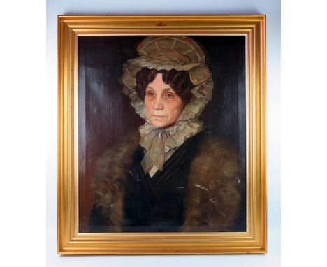 Victorian School, half length portrait Mrs Charles Cornish of Gatcombe House, Totnes, oil on canvas, unsigned and undated, 60
