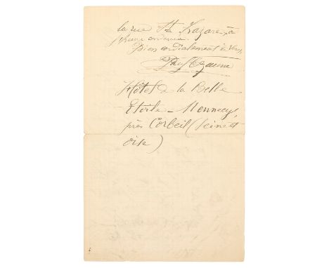 CÉZANNE (PAUL)Autograph letter signed ('Paul Cézanne'), to Émile Solari ('Mon cher Solari'), in French, informing him that he