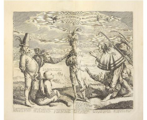 SOUTH SEA BUBBLEHet groote Tafereel der dwaasheid, FIRST EDITION,  title printed in red and black, 70 engraved plates (most d