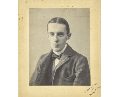 BEARDSLEY (AUBREY)Portrait photograph of Aubrey Beardsley, half-length in tweed suit, by Henry Herschel Hay Cameron, INSCRIBE