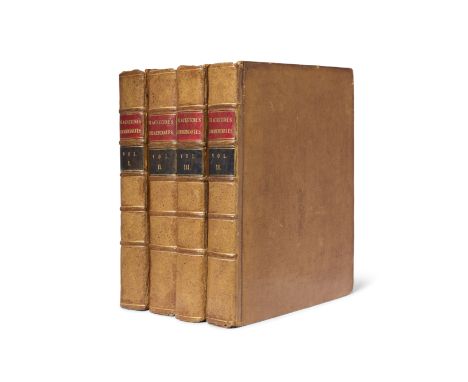 BLACKSTONE (WILLIAM)Commentaries on the Laws of England, 4 vol., FIRST EDITION,  2 engraved tables (one folding), contemporar