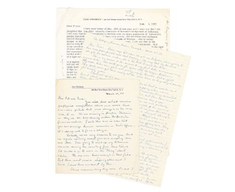 STEINBECK (JOHN)&lt;br/&gt;Correspondence, ephemera and a signed photograph from the collection of Steinbeck's friend and pub