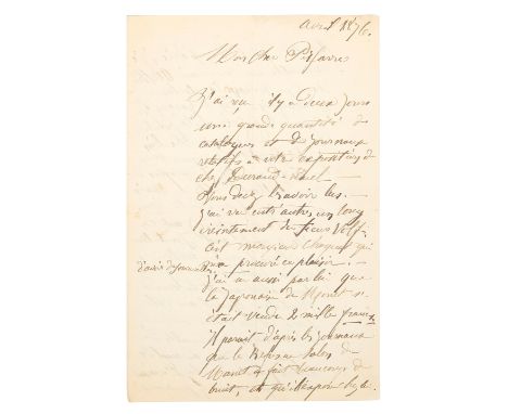 CÉZANNE (PAUL)Autograph letter signed ('Paul Cézanne'), to Camille Pissarro ('Mon cher Pissarro'), in French, discussing the 