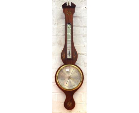 A VICTORIAN INLAID MAHOGANY BAROMETER, THE SILVERED DIAL INSCRIBED P. CAMINADA TAUNTON  