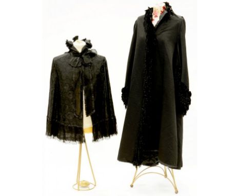 LATE 19TH AND EARLY 20TH DRESS, INCLUDING A BLACK OVER COAT AND BLOUSE, GLOVES AND CHILDREN'S CLOTHING, TWO ARTIER - BRESSON 