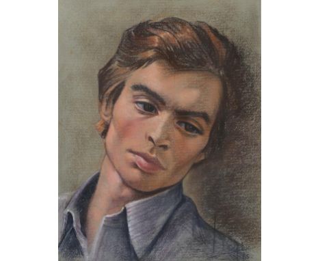 ENGLISH SCHOOL, PORTRAIT OF A YOUNG MAN, HEAD AND SHOULDERS, INDISTINCTLY SIGNED AND DATED 68, PASTEL, 36 X 28CM 