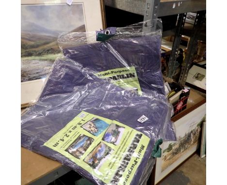 Two multi-purpose tarpaulin, 1.8 x 2.4m. UK P&amp;P Group 2 (£20+VAT for the first lot and £4+VAT for subsequent lots)