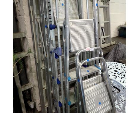 Six mixed pairs of step ladders. Not available for in-house P&amp;P 