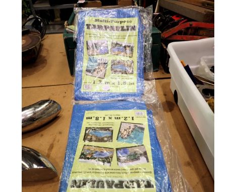 Two multi purpose tarpaulin, 1.2 x 1.8m. Not available for in-house P&amp;P