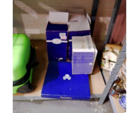 Two boxed Royal Doulton finest crystal, Aynsley and Wedgwood. Not available for in-house P&amp;P