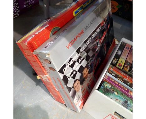 Vodafone McLaren Mercedes race game and micro Scalextric Jaguar cup. Not available for in-house P&amp;P 