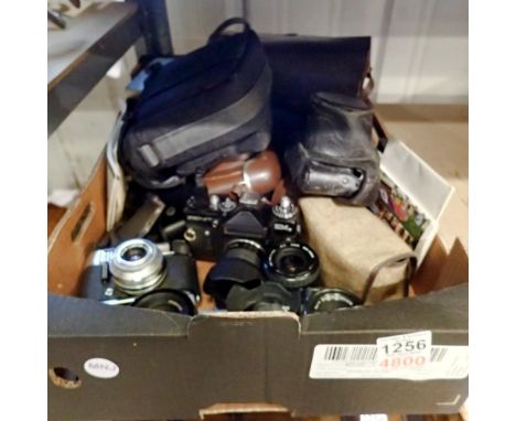 Collection of cameras and camera accessories including Voigtlander, Zenit &amp; Practika. Not available for in-house P&amp;P