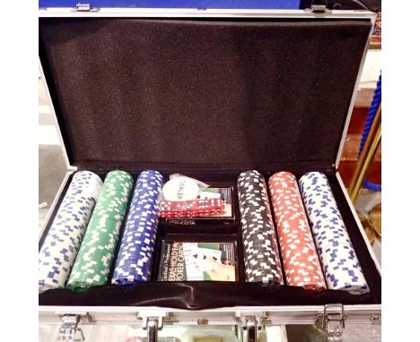 Aluminium cased poker set, unused. Not available for in-house P&P